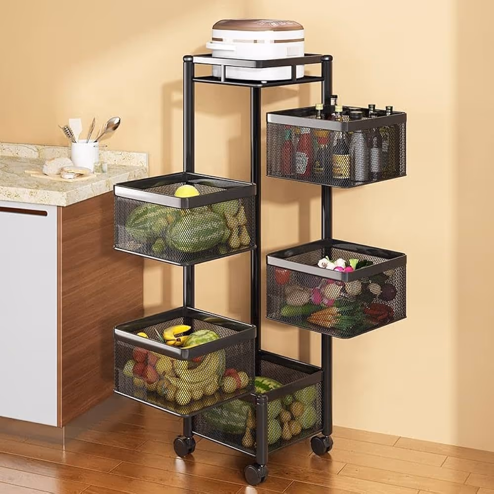 5 Layers Square Kitchen Rack & Rotating Shelf - Cover image